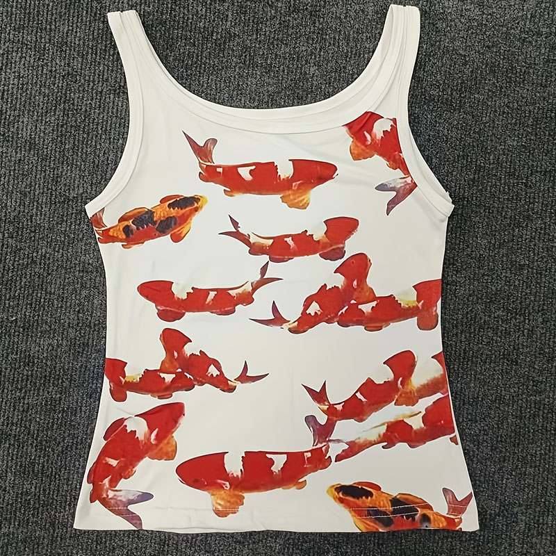 Aquarium Fish Koi - Europese Amerikaanse Grunge Stijl Straat Tops