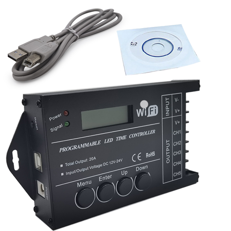 Aquarium Fish Common - TC420 TC421 WIFI Tijdprogrammeerbare 5-kanaals LED-striplichtcontroller,