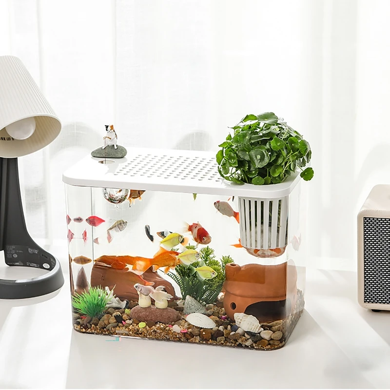 Aquarium Fish Jar - PET+ABS Aquarium Nieuw Transparant met Deksel